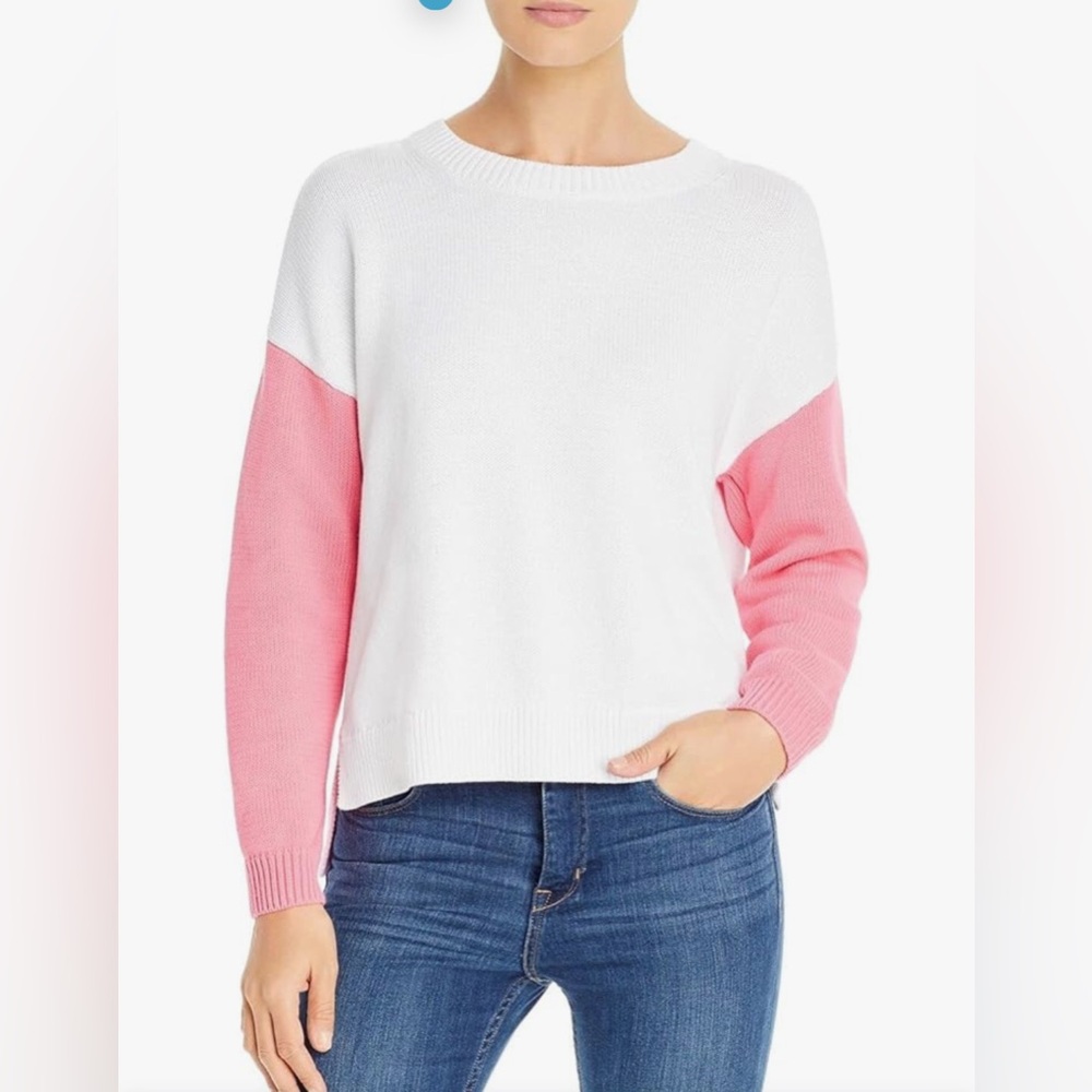 525 America Colorblock Pink White Knit Sweater Size Medium